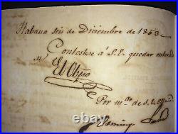 1853 Colonial Spain Signed Captain General CONDE PEZUELA Takes Power in Antilles