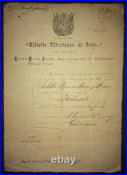 1897 Antilles War of Independence Signed Major General CALIXTO GARCIA INIGUEZ