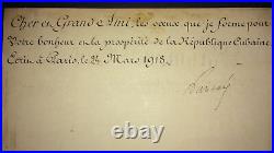 1918 signed President of France Raymond Poincare to President Mario Menocal