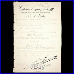 1925 BENITO MUSSOLINI ITALY KING VICTOR EMMANUEL Emperor Royalty SIGNED DOCUMENT