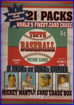 1952 Mantle Card Chase Box- 21 Packs + Autograph Card + 2 1950/60's Cards