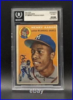 1954 Topps Hank Aaron #128 (RC) BGS AA. With Topps Auto