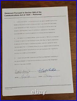 1989 Music Contract Signed Rare Nbc Autograph Cyril Neville Today Show