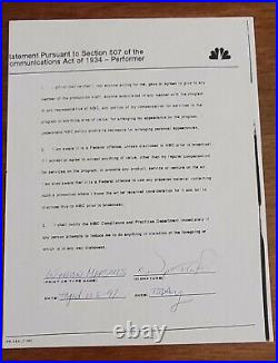 1991 Jazz Contract Signed Rare Nbc Autograph Wynton Marsalis Today Show