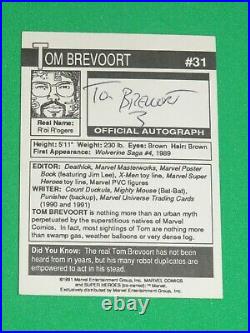 1991 Marvel Universe Managing Editor Autograph Card 31 Tom Brevoort Promo