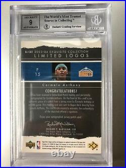 2003-04 UD Exquisite Collection Carmelo Anthony AUTO PATCH Limited Logos BGS 9