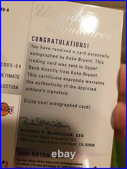 2003-04 Ultimate Collection Kobe Bryant Auto Signatures UD #KB-A Upper Deck HOF