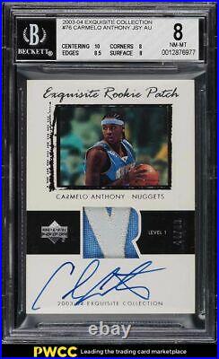 2003 Exquisite Collection Carmelo Anthony ROOKIE RC PATCH AUTO /99 BGS 8 NM-MT