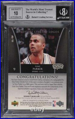 2004 Exquisite Collection Limited Logos Tony Parker PATCH AUTO /50 #TP BGS 8.5