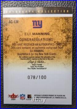 2004 Flair Autograph Collection Eli Manning Rookie Card Rc New York Giants #/100