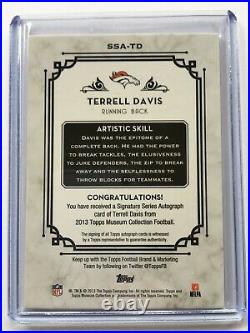 2013 Museum Collection TERRELL DAVIS on card Auto /25 Broncos Legend