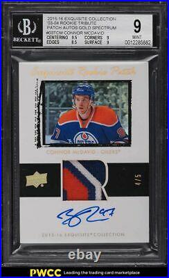 2015 Exquisite Collection'03 Tribute Gold Connor McDavid RC PATCH AUTO /5 BGS 9