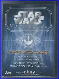 2015 Topps Star Wars Masterwork Carrie Fisher Princess Leia On Card Auto