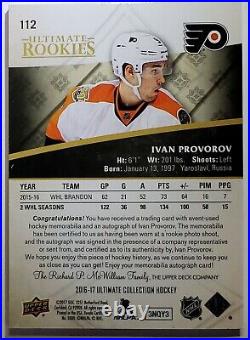 2016-17 Ivan Provorov Ud Ult Collection Autograph Patch Rookie Card #112 #22/49