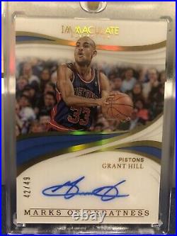 2018 Immaculate Collection Grant Hill Auto /49. Detroit Pistons