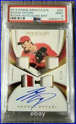2018 Immaculate Collection Shohei Ohtani Rookie Quad Patch Auto /49 Psa 9