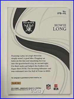 2019 Panini Immaculate Pro Bowl Collection Howie Long auto /8 #IPB-HL LA RAIDERS