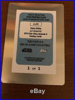 2019 Topps Star Wars ROS Cyan Autographed Daisy Ridley Printing Plate 1/1