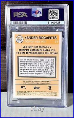 2020 Topps Brooklyn Collection XANDER BOGAERTS AUTO /75 PSA 10 Red Sox