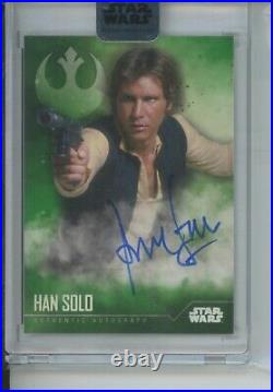 2020 Topps Star Wars STELLAR Harrison Ford GREEN AUTO #2/20 Han Solo signed