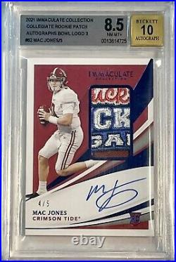 2021 Immaculate Collection #62 MAC JONES RPA Rookie RC #/5 Patch BGS 8.5 Pop 1