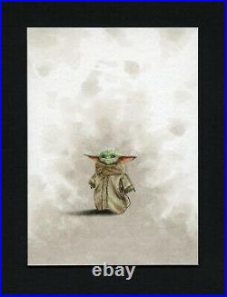 2021 Star Wars Mandalorian Grogu Baby Yoda PSC Sketch 1/1 Angel S Aviles COA