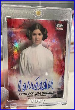 2021 Topps Chrome Star Wars Galaxy Carrie Fisher As Princess Leia Auto Red /5