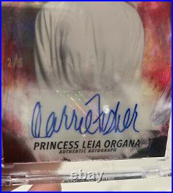 2021 Topps Chrome Star Wars Galaxy Carrie Fisher As Princess Leia Auto Red /5