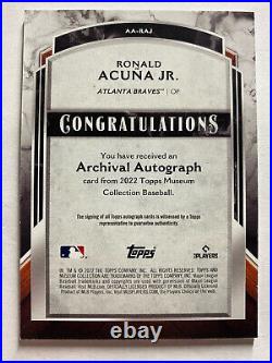 2022 Topps Museum Collection Ronald Acuna Jr. Archival Autographs 36/125 Braves