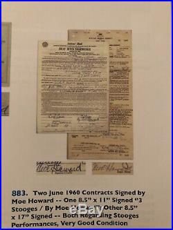 3 Stooges Moe Howard Autograph Signed Contract! Three Stooges Autographed Rare