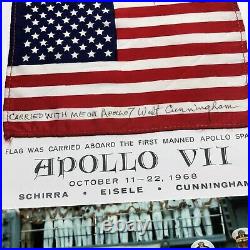 APOLLO 7 Walt Cunningham Personal Collection Signed FLOWN US Flag Autograph