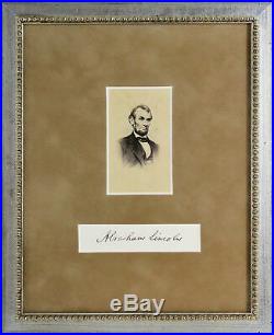 Abraham Lincoln Authentic Signed. 75 x 3.75 Framed Cut Signature PSA #AE01241