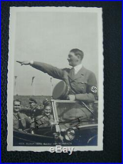 Adolf Hitler Signed Autograph On Postcard Circa 1938