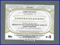 Amed Rosario 2018 Topps Definitive Collection Definitive Autograph Relics 2/10