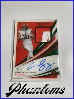 Anthony Schwartz 2021 Immaculate Collection RPA #132 ROOKIE /18 Browns