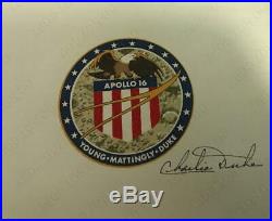 Apollo 16 Mission Emblem Beta Cloth Signed by Astronaut Charlie Duke16