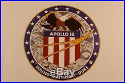 Apollo 16 Official Badge + John Young/Ken Mattingly/Charles Duke Signed Auto Pen