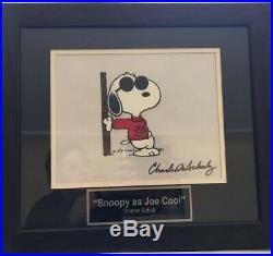 Autographed Charles Schultz Snoopy As Joe Cool Animation Cell