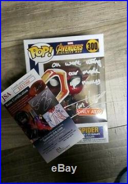 Autographed Iron Spider Funko Pop Spiderman Avengers MCU Signed By Tom Holland