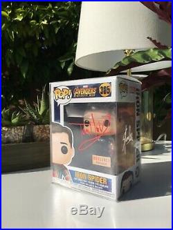 Autographed Iron Spiderman Funko Pop Signed by Tom Holland & Stan Lee SUPER RARE
