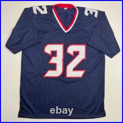 Autographed/Signed David Montgomery Houston Blue Football Jersey BAS COA