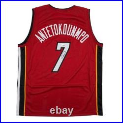 Autographed/Signed Giannis Antetokounmpo #7 Miami Heat Red Jersey JSA COA