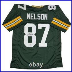 Autographed/Signed JORDY NELSON Green Bay Green Jersey Beckett BAS COA