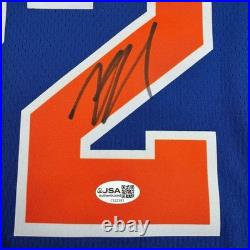 Autographed/Signed Karl-Anthony Towns NY Blue Basketball Jersey JSA COA