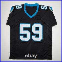 Autographed/Signed Luke Kuechly HOF Carolina Black Jersey Beckett BAS COA