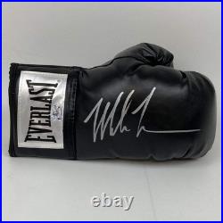 Autographed/Signed Mike Tyson Black Everlast Boxing Glove Athlete Holo COA
