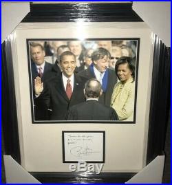 Barack Obama Signed Custom Framed Inscription Cut & Inauguration 8x10 Photo 1/1