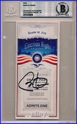 Barack Obama Signed Election Night 11-4-2008 Grant Park Ticket Beckett GEM MINT