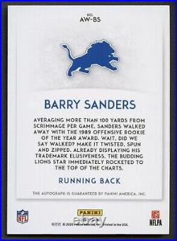 Barry Sanders Panini Chronicles Award Winners Auto Autograph Ssp Lions 1989 Roy