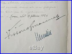 Benito Mussolini Signed Document King Emmanuel Italy The Crown Dowton Abbey WWII